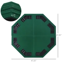 HOMCOM 48" Octagon Blackjack Poker Game Table Top Folding 8 Player Fit Various Desktop(m-3)