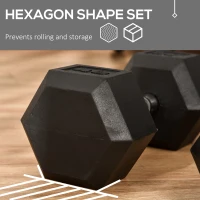 Soozier 2 x 40lbs Hex Dumbbell Set of 2, Rubber Weights Exercise Fitness with Non-Slip Handles, Anti-roll, for Women or Men Home Gym Workout, Black(m-6)
