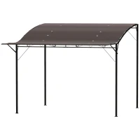 Outsunny 10x8ft Patio Metal Gazebo with Extendable Side Awning, Outdoor Shelter Shade Canopy Deck Awning, Brown(m-2)