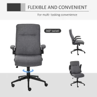 Vinsetto Ergonomic Office Chair Swivel High Back Computer Desk Chair with Adjustable Height Flip-Up Armrest, Comfy Thick Padded Cushions, Wheels, Grey(m-17)