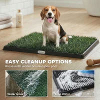 PawHut Dog Grass Pad with Tray, Artificial Grass Pet Training Toilet with Drainage Grid, Grass Mat(m-6)