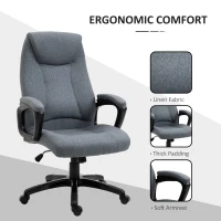 Vinsetto Fabric Home Office Chair, Computer Desk Chair with Tilt Function, Executive Chair with 360° Swivel, Adjustable Height, Padded Armrests and Headrest, Gray(m-5)