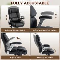 HOMCOM Ergonomic Office Chair with Inflatable Adjustable Lumbar Support, 400 Lbs Heavy Duty High Back Desk Chair, Black(m-7)