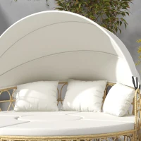 Outsunny Patio Furniture Set, Round Outdoor Daybed with Retractable Canopy(m-9)