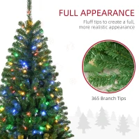 HOMCOM 5' Artificial Prelit Christmas Trees with Warm White or Colorful LED Lights, Auto Open(m-5)