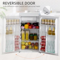 HOMCOM Compact Refrigerator, Mini Fridge with Freezer, Adjustable Shelf, Mechanical Thermostat and Reversible Door, White(m-6)