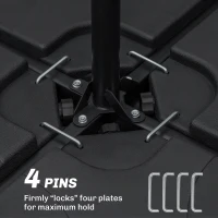 Outsunny 4 Piece Umbrella Base Stand w/ U Locking, 132 lb Capacity Water or 172 lb Capacity Sand, Black(m-6)