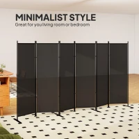 HOMCOM 6 Panel Room Divider, 6 Ft Folding Privacy Screen, Portable Freestanding Partition Wall Divider, Charcoal Grey(m-7)