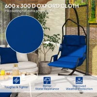 Outsunny Hammock Chair with Stand and PA Coating Cushion, Hanging Swing Chair with Steel Frame for Indoor and Outdoor, Dark Blue(m-6)