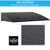 HOMCOM Rubber Curb Ramps Set, 4'' Heavy Duty Driveway Ramps with 33,000lbs Weight Capacity for Low Cars, Motorcycle, 2 Pack, 19" x 16.5" x 4"(m-6)