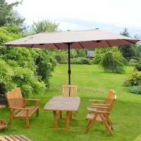 Outsunny Patio Umbrella 15' Outdoor with Twin Canopy Sunshade(m-10)