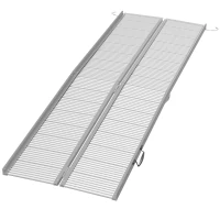 HOMCOM 8' Foldable Handicap Ramp for Home, Steps, Doorways, Aluminum Portable Wheelchair Ramp, Textured Threshold Ramp, Silver(m-2)