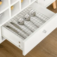 HOMCOM Sideboard Storage Cabinet, Kitchen Cupboard with Glass Doors, Drawer, 12-Bottle Wine Rack for Living Room, White(m-10)
