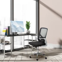 Vinsetto Ergonomic Mesh Office Chair Rocking Swivel Computer Task Desk Chair with Folding Backrest, Lumbar Support, Flip-up Arms and Adjustable Height, Black(m-22)