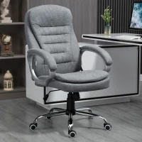 Vinsetto High Back Home Office Chair Executive Computer Chair with Adjustable Height, Upholstered Thick Padding Headrest and Armrest - Grey(m-2)