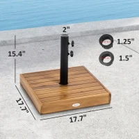 Outsunny Patio Umbrella Base, 42 lbs. Concrete Heavy Duty Umbrella Base for 1.25/1.5" Poles, Teak(m-3)