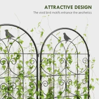 Outsunny Set of 2 Metal Garden Trellis, Decorative Trellis Panels, Bird Design, 120 x 50 cm, Black(m-5)