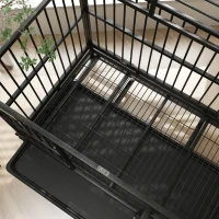 PawHut 48" Heavy Duty Dog Crate Metal Cage Kennel with Lockable Wheels, Double Door and Removable Tray, gray(m-9)