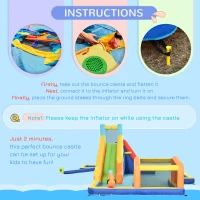Outsunny 6 in 1 Kids Inflatable Bounce House with Slide, Pool, Climbing Wall, Water Cannon, Basketball Hoop, Football Stand(m-7)