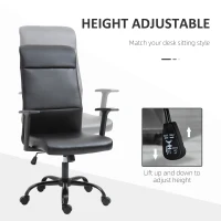 Vinsetto Morden High-Back Office Chair Faux Leather Rocking Swivel Computer Home Desk Chair with Adjustable Height, Metal Legs, Armrest, Wheels, Black(m-4)