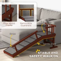 PawHut Wooden Dog Ramp with Removable Guardrails, Non-Slip Surface, 49" Long, Brown(m-10)