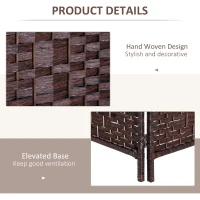 HOMCOM 6ft Folding Room Divider, 3 Panel Wall Partition with Wooden Frame for Bedroom, Home Office, Brown(m-6)