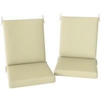 Outsunny Outdoor Cushions Set of 2 for Dining Chairs, Outdoor Seat Cushions with Back, Fade-Resistant Yarn-Dyed Polyester, Beige(m-9)