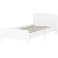 Qaba Bed Frame for Girls and Boys, Bedroom Furniture, Fit 90×190 cm Mattress (Not Included), White(m-2)