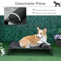 PawHut Elevated Dog Bed w/ Removable Pillow, Raised Pet Bed w/ Steel Frame & Breathable Mesh Fabric for Large and Medium Sized Dogs, Black(m-5)
