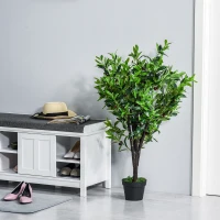 HOMCOM 4FT Artificial Olive Tree, Faux Decorative Plant in Nursery Pot for Indoor or   Décor, Green(m-7)