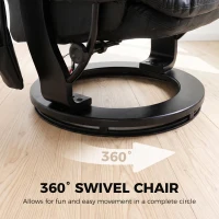 HOMCOM PU Leather Massage Recliner Chair with Ottoman, 10-Point Vibration, Swivel Armchair, Black(m-6)
