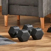 Soozier 2 x 50lbs Hex Dumbbell Set of 2, Rubber Weights Exercise Fitness with Non-Slip Handles, Anti-roll, for Women or Men Home Gym Workout, Black(m-2)