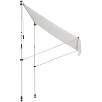 Outsunny 6.6'x5' Manual Retractable Patio Awning Window Door Sun Shade Deck Canopy Shelter Water Resistant UV Protector White(m-9)