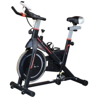 Soozier Upright Stationary Exercise Bike Indoor Fitness Cycling Bicycle Cardio Workout  Training Bike w/ Adjustable Resistance LCD Monitor Phone Holder Black(m-11)