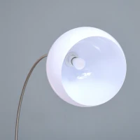 HOMCOM Arc Floor Lamp,Metal Standing Lamp, with 350° Flexible Lampshade, Adjustable Pole, and Marble Round Base for Living, Office, Bedroom, White/Silver(m-13)