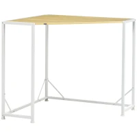 HOMCOM Space-Saving Corner Desk, Small Computer Desk with Metal Frame, Writing Desk for Home Office, Small Spaces, Natural(m-11)