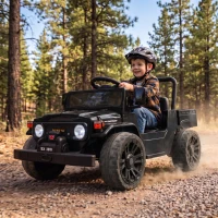 Qaba Licensed Toyota Pickup Ride on Truck, 24V Kids Electric Car with Dual Motors, Up to 3.7MPH for Kids 3-8 Years Black(m-9)