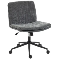 HOMCOM Criss Cross Chair with Wheels, Wide Office Chair with No Arms, Adjustable Height, Tilting, Grey(m-2)