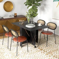 HOMCOM Foldable Dining Table, Drop Leaf Folding Side Table Console Writing Desk with 2 Wheels for Kitchen, Dining Room(m-1)