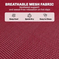 Outsunny Folding Chaise Lounge Pool Chair with 4-Position Reclining Back, Pillow, Breathable Mesh & Bungee Seat, Wine Red(m-5)