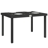 Outsunny Aluminum Outdoor Dining Table for 6, Patio Rectangular Table, 47.2" x 35.4" x 29.1", Black(m-9)