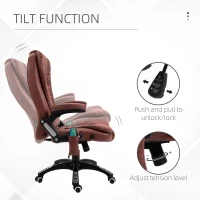 Vinsetto 6 Point Vibration Massage Office Chair with Heat, High Back Executive Office Chair with Padded Armrests, Microfiber Reclining Computer Chair, Red(m-16)
