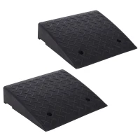 HOMCOM Rubber Curb Ramps Set, 4'' Heavy Duty Driveway Ramps with 33,000lbs Weight Capacity for Low Cars, Motorcycle, 2 Pack, 19" x 16.5" x 4"(m-1)