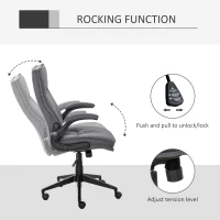 Vinsetto Ergonomic Office Chair Swivel High Back Computer Desk Chair with Adjustable Height Flip-Up Armrest, Comfy Thick Padded Cushions, Wheels, Grey(m-16)