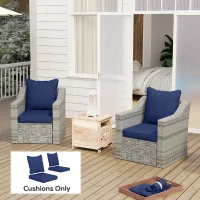 Outsunny Seat Cushion Back Pillows Replacement Set of 2, Patio Chair Cushions Set for Indoor Outdoor, Dark Blue(m-8)