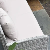 Outsunny 5 Piece Patio Furniture Set, Outdoor Dining Table Set with L-Shaped Sectional Sofa, 2 Ottomans, Outside Conversation Set with Cushions, Throw Pillows, Beige(m-8)