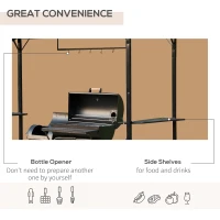 Outsunny 8x4ft BBQ Gazebo Tent Metal Frame Arch Canopy Garden Sunshade Portable Shelter Backyard with Side Shelf Coffee(m-5)