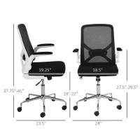Vinsetto Ergonomic Mesh Office Chair Rocking Swivel Computer Task Desk Chair with Folding Backrest, Lumbar Support, Flip-up Arms and Adjustable Height, Black(m-13)