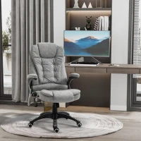 Vinsetto 6 Point Vibration Massage Office Chair with Heat, High Back Executive Office Chair with Padded Armrests, Microfiber Reclining Computer Chair, Gray(m-3)