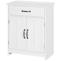 kleankin Bathroom Storage, Bathroom Cabinet with 2 Doors, Adjustable Shelves for Living Room Kitchen, 23.6"x11.8"x29.5", White(m-10)
